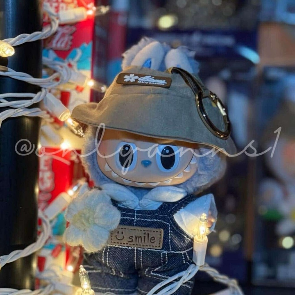 Cute Plush Toy with Hat - Blue and Tan